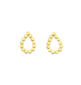 Teardrop Dot Post Earrings in Silver & 22k Gold