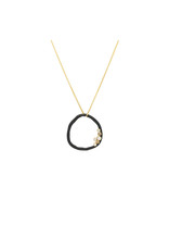 Pebble Medium Circle Pendant with White and Cognac Diamonds