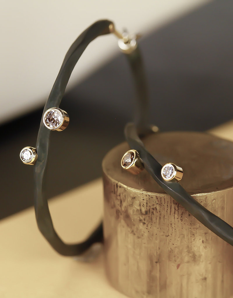 Rogue River Hoop Earrings with White and Cognac Diamonds