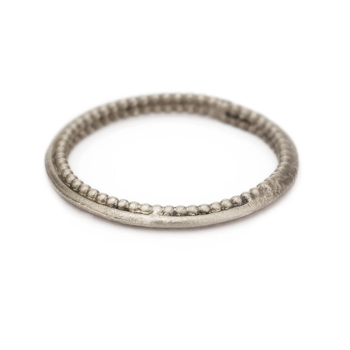 Beaded Edge Band in 18k White Gold