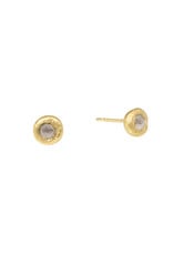 Small Grey Rosecut Diamond Post Earring in 18k Yellow Gold - SINGLE