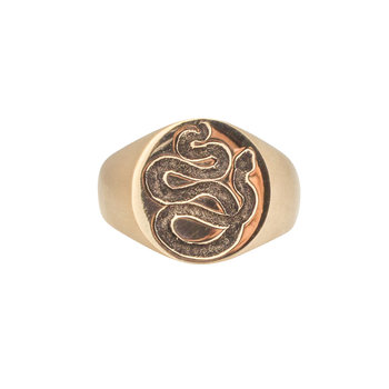 Snake Seal Signet Ring in 14k Yellow Gold