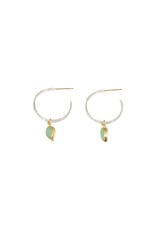 Silver Bamboo Hoop Earrings with Jade Drops