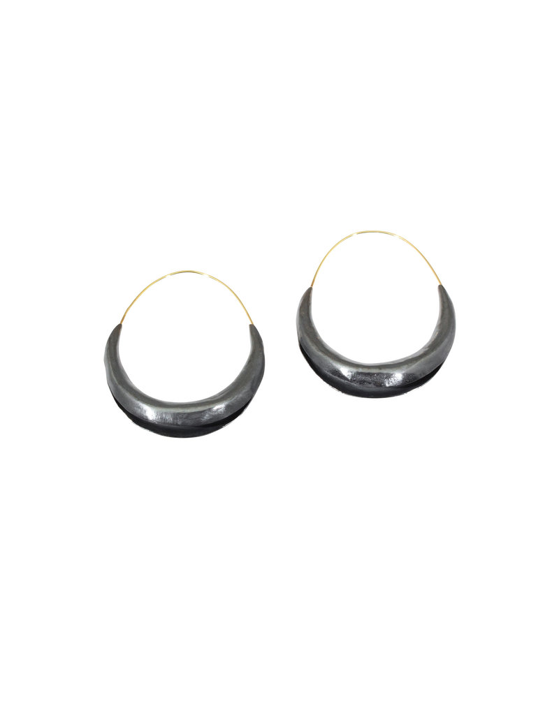 Large Anticlastic Hoop Earrings in Oxidized Silver
