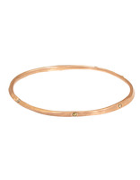 Oval Hammered Twist Bangle in 18k Rose Gold with 7 Rose Cut Diamonds