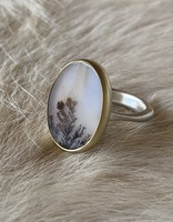 Picture Agate Ring in Silver & 18k Yellow Gold