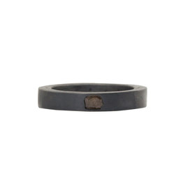 Parts of Four Narrow Sistema Ring with Diamond Slab in Oxidized Silver