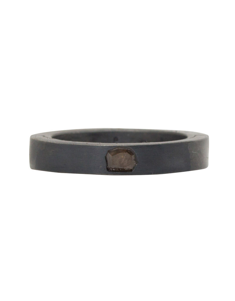 Parts of Four Narrow Sistema Ring with Diamond Slab in Oxidized Silver