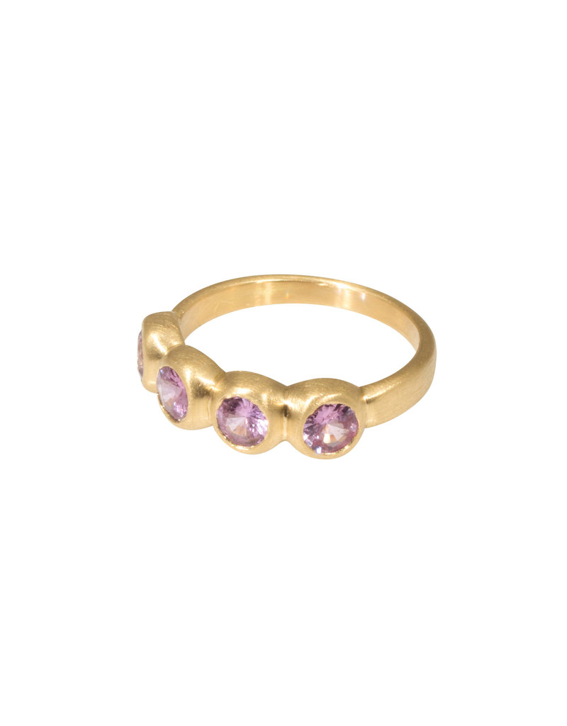 Marian Maurer Porch Skimmer Band with 4mm Pink Sapphires in 18k Yellow Gold