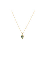Marian Maurer City Pendant with Small Green Teardrop Sapphire in 18k Yellow Gold