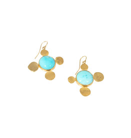 Judy Geib Persian Turquoise Earrings in 18k & 22k Gold