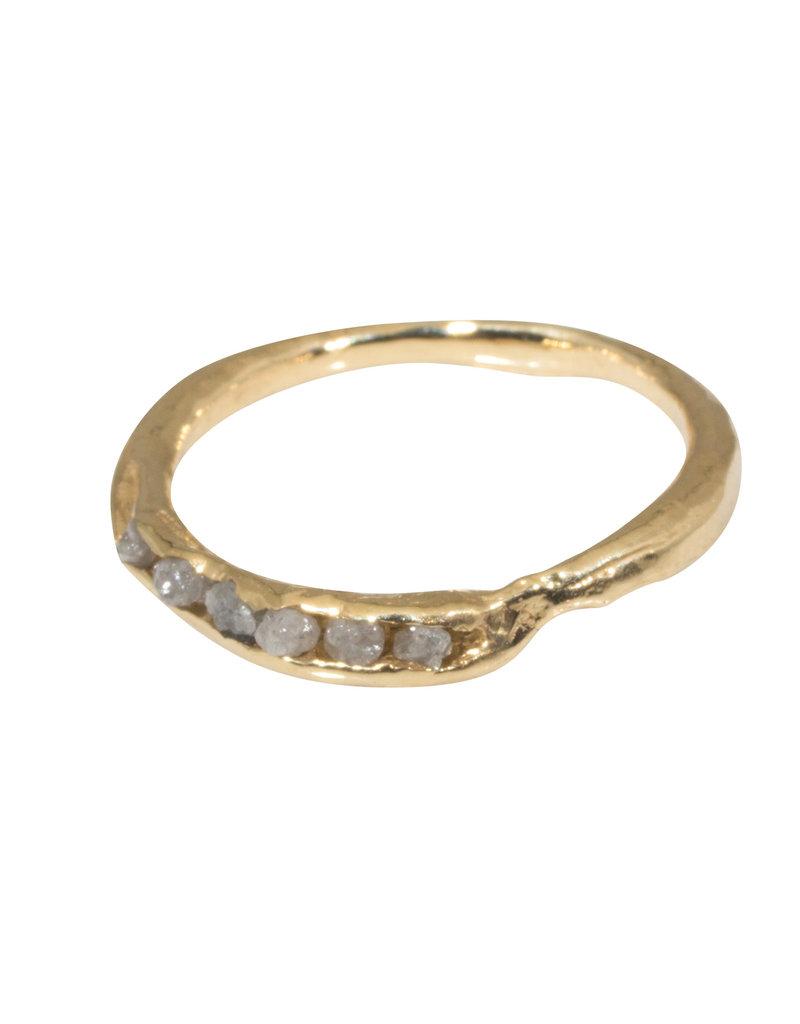 Sister Ring with Grey Diamonds in 14k Yellow Gold