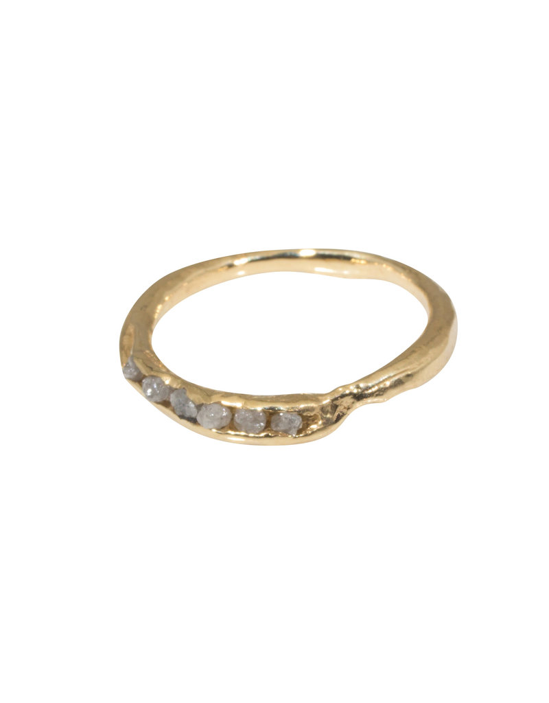 Sister Ring with Grey Diamonds in 14k Yellow Gold
