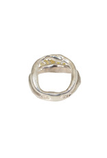 Double Ring Band with Yellow Sapphires in Sterling Silver