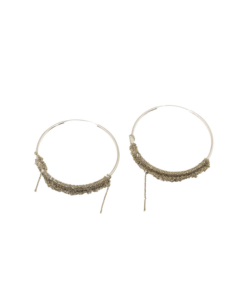 Small Circlet Hoop Earrings in 18k Vermeil and Silver