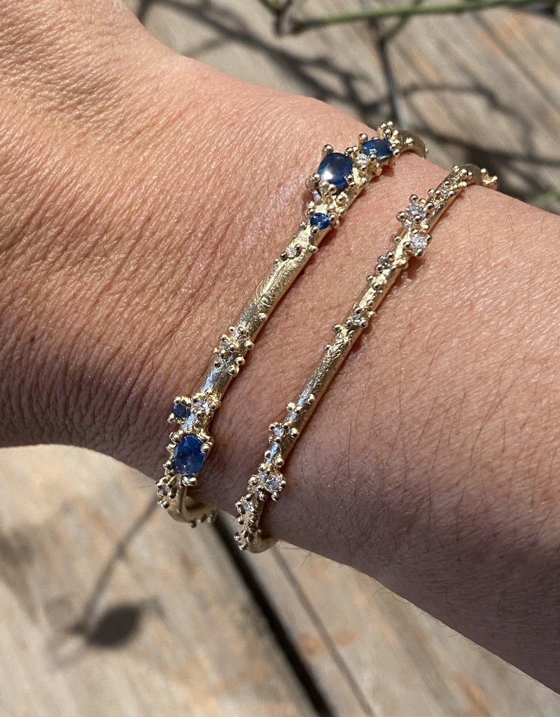Sapphire and Diamond Encrusted Cuff in 14k Gold