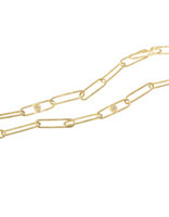 Handmade Chain Necklace in 18k Gold with 3 white Diamonds