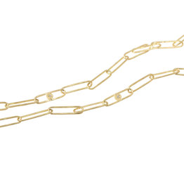 Handmade Chain Necklace in 18k Gold with 3 white Diamonds