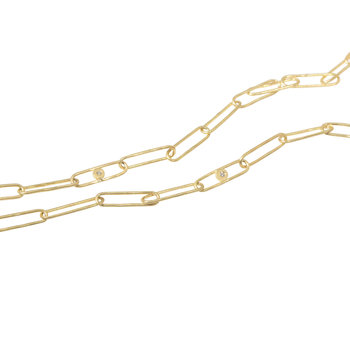 Handmade Chain Necklace in 18k Gold with 3 white Diamonds