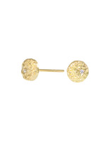 Mini Topography Post Earrings with (1) White Diamonds in 18k Yellow Gold