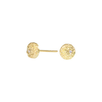 Mini Topography Post Earrings with (1) White Diamonds in 18k Yellow Gold