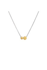 Two Dots Necklace in Oxidized Silver & 22k Gold