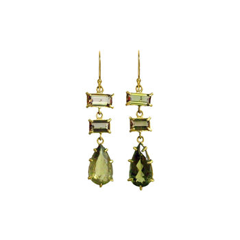 Margery Hirschey Green Tourmaline and Andalucite Earrings in 22k Gold