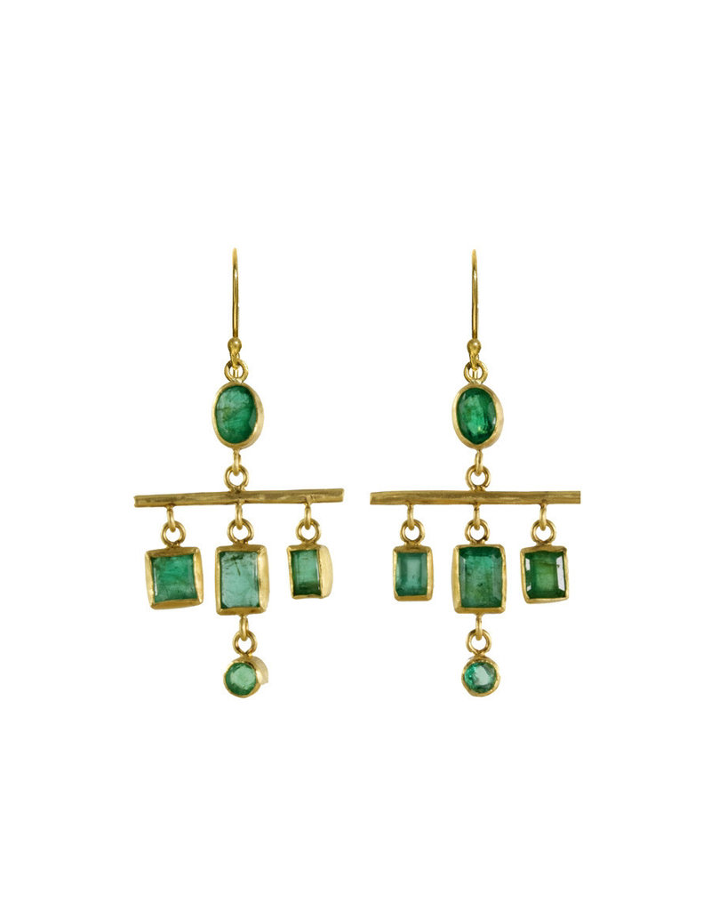 Margery Hirschey Emerald Mobile Earrings in 18k and 22k Gold