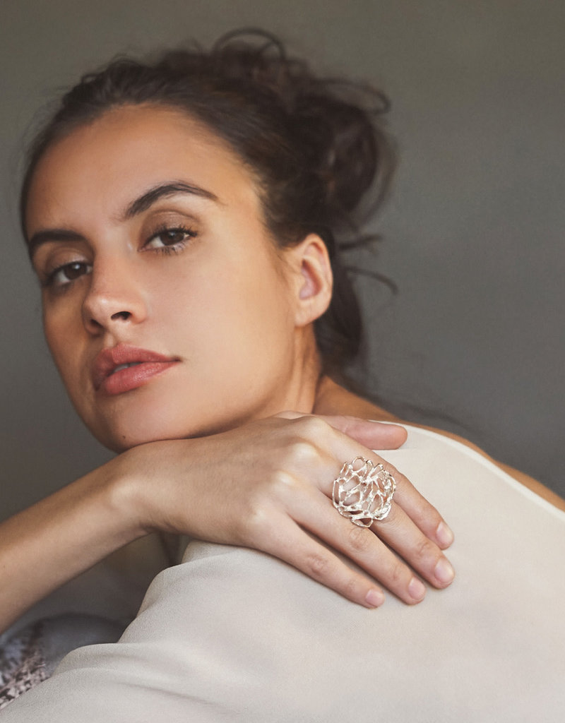 Banksia Medallion Ring in Brass