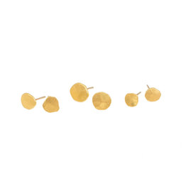 Hammered Post Earrings in 24k Gold