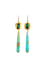 Margery Hirschey Boulder Opal and Turquoise Drop Earrings in 18k Gold