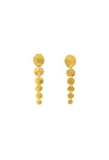 Hammered Post Long Dangle Earrings in 22k Gold