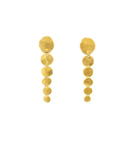 Hammered Post Long Dangle Earrings in 22k Gold