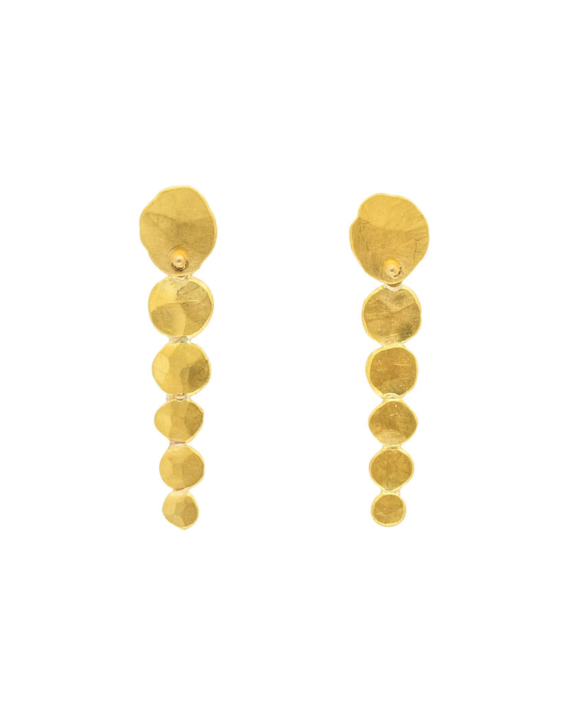 Hammered Post Long Dangle Earrings in 22k Gold