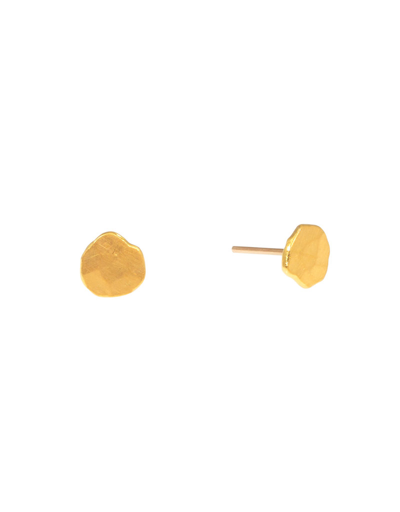 Hammered Post Earrings in 24k Gold
