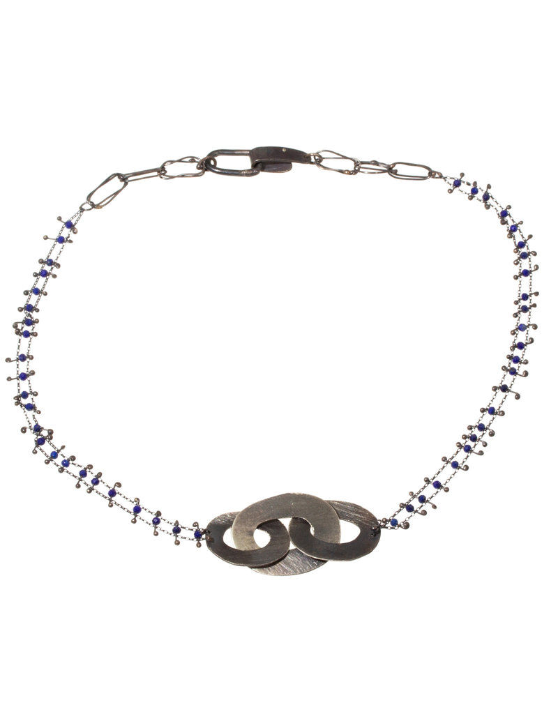 Lapis Bead And Silver Circles Necklace