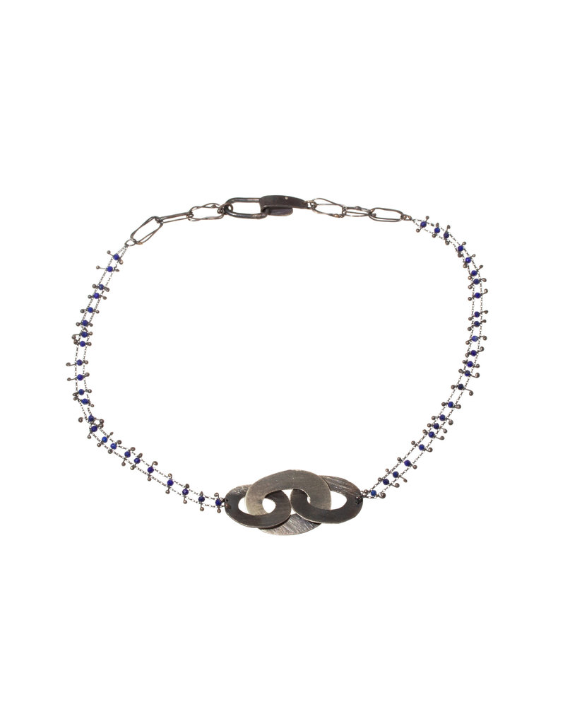 Lapis Bead And Silver Circles Necklace