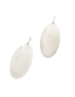 Oval Perforated Dangle Earrings in Silver