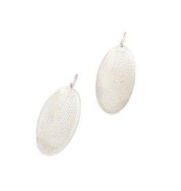 Oval Perforated Dangle Earrings in Silver