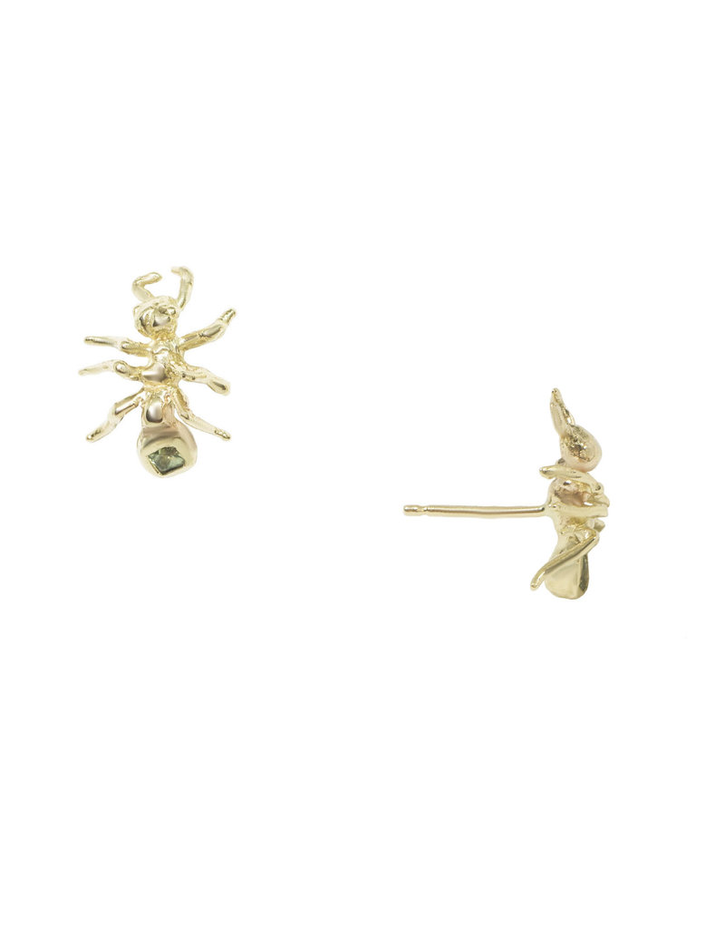 Alexis Pavlantos Ant Post Earrings with Montana Sapphires in 14k Gold