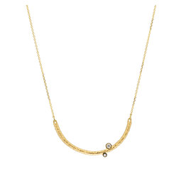 Curved Sand Necklace with Diamonds in 18k Yellow Gold