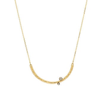 Curved Sand Necklace with Diamonds in 18k Yellow Gold