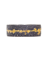 Wide Fog Sand Band in Oxidized Silver and 18k Gold