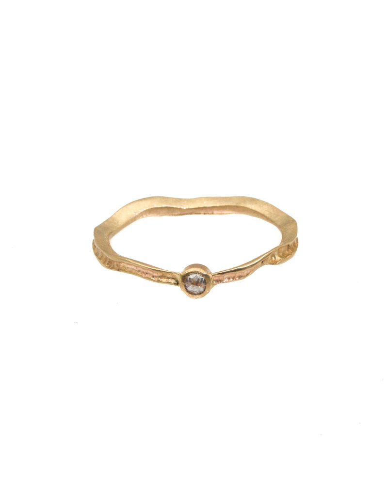 Ancient Path Stacking Ring with Diamond in 14k Gold