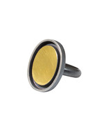 Oval Ring in Oxidized Silver & 22k Gold
