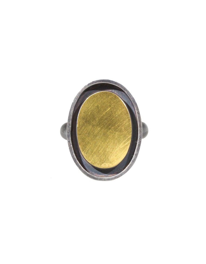 Oval Ring in Oxidized Silver & 22k Gold