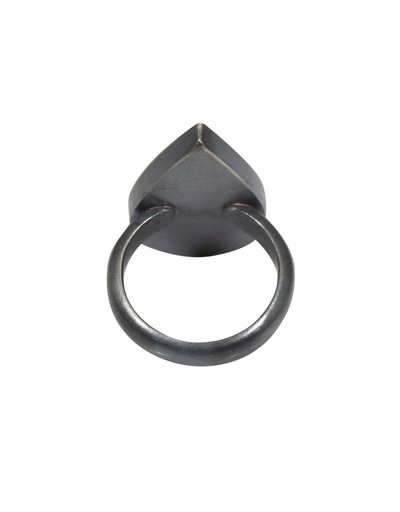 Teardrop Ring in Oxidized Silver & 22k Gold