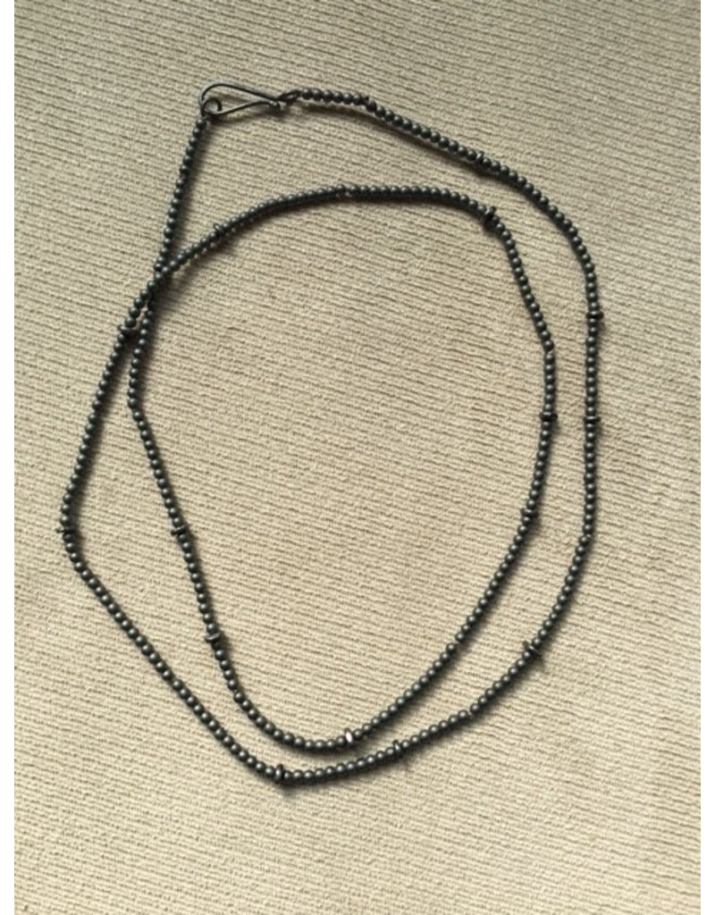 Matte Hematite and Oxidized Silver Disc Bead Necklace - 28"