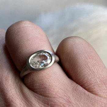 Custom OMC Light Champagne Diamond Ring in 18k Warm White Gold