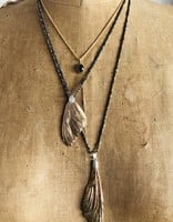 Dragonfly Wing Pendant in Bronze and Silver with White Diamonds